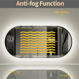 Luvodi Long Oval Bathroom Led Wall Mirror Makeup Mirrors, Backlit, Dimmable, 3 Lights, Anti-Fog 120X60Cm - thumbnail 3