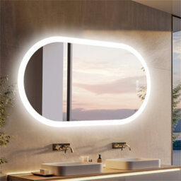 Luvodi Long Oval Bathroom Led Wall Mirror Makeup Mirrors, Backlit, Dimmable, 3 Lights, Anti-Fog 120X60Cm - thumbnail 6
