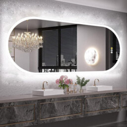 Luvodi Long Oval Bathroom Led Wall Mirror Makeup Mirrors, Backlit, Dimmable, 3 Lights, Anti-Fog 120X60Cm - thumbnail 1