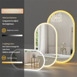 Luvodi Long Oval Bathroom Led Wall Mirror Makeup Mirrors, Backlit, Dimmable, 3 Lights, Anti-Fog 120X60Cm - thumbnail 4