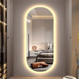 Luvodi Long Oval Bathroom Led Wall Mirror Makeup Mirrors, Backlit, Dimmable, 3 Lights, Anti-Fog 120X60Cm - thumbnail 5