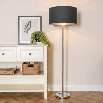 Valuelights Charles Chrome Floor Lamp With Black And Metallic Shade And Bulb - image 1