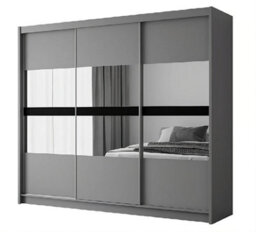 Arte Batumi 250Cm Sliding Door Wardrobe In Grey Matte - Modern Mirrored Elegance With Flexible Storage - thumbnail 2