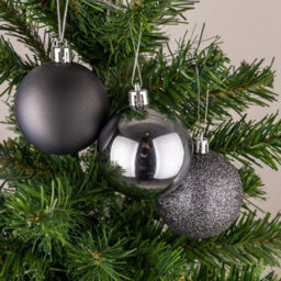Shatchi 50mm/12Pcs Christmas Baubles Shatterproof Dark Grey,tree Decorations - thumbnail 2
