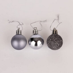 Shatchi 50mm/12Pcs Christmas Baubles Shatterproof Dark Grey,tree Decorations - thumbnail 3