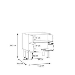 Wyld Haus Thistledown 2-Drawer Bedside Chest Light Grey And Natural Oak - thumbnail 4