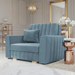 Viva Glam I Living Room Sleeper Armchair With Storage Chipboard Frame Wave Springs Wooden Slats 85X115X98Cm Blue - thumbnail 1