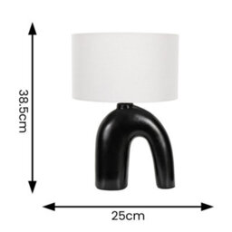 Valuelights Lia White Fabric Drum Lamp Shade Black Arch Abstract Ceramic Table Lamp - thumbnail 4