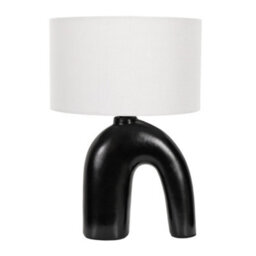 Valuelights Lia White Fabric Drum Lamp Shade Black Arch Abstract Ceramic Table Lamp - thumbnail 2