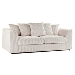 Jumbo Cord Sofa Cream 3 Seater Scatterback