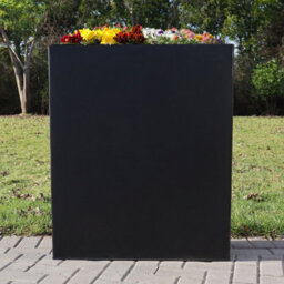 Woven Wood 75Cm Long Zinc Galvanised Matte Black 90Cm Tall Trough Planter