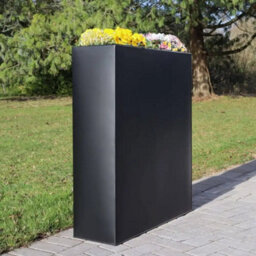 Woven Wood 75Cm Long Zinc Galvanised Matte Black 90Cm Tall Trough Planter - thumbnail 5