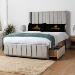 UKBEDFURNITURE Arizona Silver Plush Wingback Divan Bed Base With 54 Inch Headboard - No Storage - thumbnail 2
