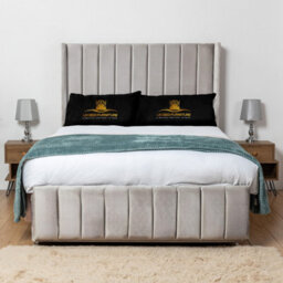 UKBEDFURNITURE Arizona Silver Plush Wingback Divan Bed Base With 54 Inch Headboard - No Storage - thumbnail 1