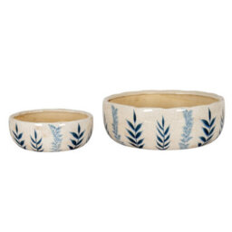 Large Blue Floral Ceramic Bowl Pot - Elegant Centerpiece & Plant Container - thumbnail 3