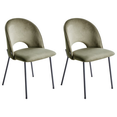 Beliani Set Of 2 Dining Chairs Covelo Velvet Dark Green - image 1