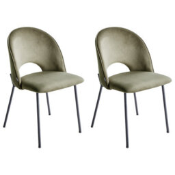 Beliani Set Of 2 Dining Chairs Covelo Velvet Dark Green - thumbnail 1