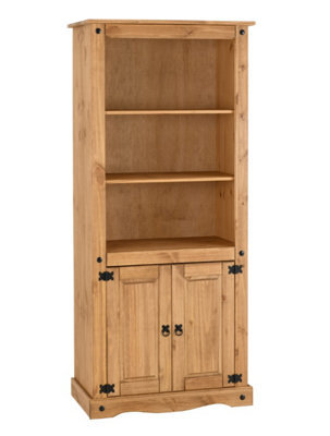Seconique Corona 2 Door Display Unit Bookcase Wax Pine With 3 Shelves - image 1
