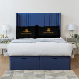 UKBEDFURNITURE Luxor Plush Blue End Opening Divan Ottoman Bed With 54 Inch Headboard - thumbnail 2