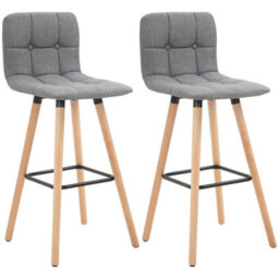 Homcom Bar Stool Set Of 2 Armless Button-Tufted Counter Height Bar Chairs Grey - thumbnail 2