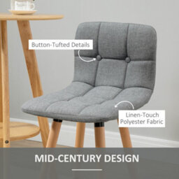 Homcom Bar Stool Set Of 2 Armless Button-Tufted Counter Height Bar Chairs Grey - thumbnail 5