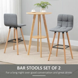 Homcom Bar Stool Set Of 2 Armless Button-Tufted Counter Height Bar Chairs Grey - thumbnail 4