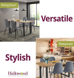 Hallowood Furniture Cullompton Large Dining Table (1.6M) With 4 Dark Grey Fabric Chairs - thumbnail 6