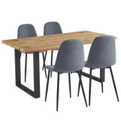 Hallowood Furniture Cullompton Large Dining Table (1.6M) With 4 Dark Grey Fabric Chairs - thumbnail 8