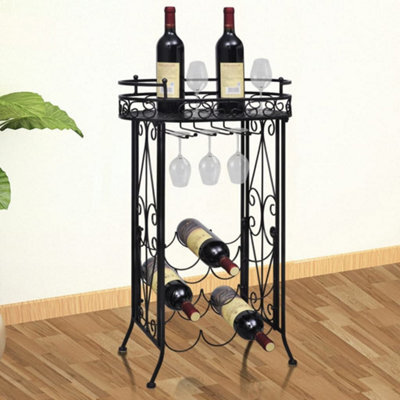 Walplus Wine Rack With Glass Holder For 9 Bottles Metal - image 1