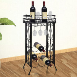 Walplus Wine Rack With Glass Holder For 9 Bottles Metal - thumbnail 1