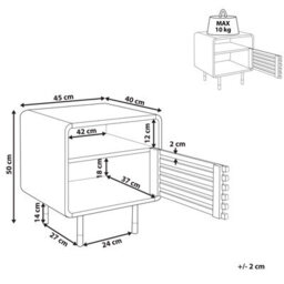 Wyld And Coco White Bedside Table 50 X 40 X 45 Cm Rustic Slatted Door, Matt Finish, Slim Black Legs - thumbnail 4