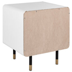 Wyld And Coco White Bedside Table 50 X 40 X 45 Cm Rustic Slatted Door, Matt Finish, Slim Black Legs - thumbnail 5