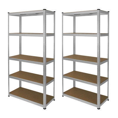 MonsterShop 2 Garage Shelving Units 5 Tier Industrial Heavy Duty Steel Shelves - image 1
