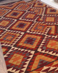 Second Nature Online Alwar Geometric Kilim Rug In Brown Red Orange Design / 75 Cm X 120 Cm - thumbnail 2
