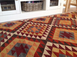 Second Nature Online Alwar Geometric Kilim Rug In Brown Red Orange Design / 75 Cm X 120 Cm - thumbnail 3