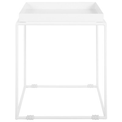 Beliani White Metal Tray-Top Side Table 40 X 40 X 50 Cm, Industrial Minimalist. - image 1