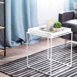 Beliani White Metal Tray-Top Side Table 40 X 40 X 50 Cm, Industrial Minimalist. - thumbnail 2