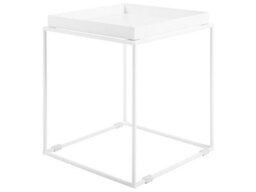 Beliani White Metal Tray-Top Side Table 40 X 40 X 50 Cm, Industrial Minimalist. - thumbnail 3