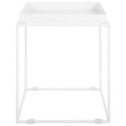 Beliani White Metal Tray-Top Side Table 40 X 40 X 50 Cm, Industrial Minimalist. - thumbnail 1
