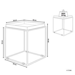 Beliani White Metal Tray-Top Side Table 40 X 40 X 50 Cm, Industrial Minimalist. - thumbnail 4