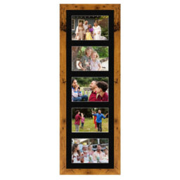 AK Frames 26X8 Rustic Oak Modern Multi Photo Frame With Black Mount - Holds 5 Apertures (5X) 6X4 Photos