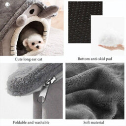 Pet Cat Kitten Dog Beds Igloo Fleece Bed Pyramid Cozy Washable Warm House Cave - thumbnail 8