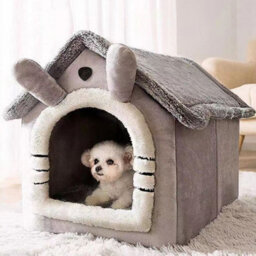 Pet Cat Kitten Dog Beds Igloo Fleece Bed Pyramid Cozy Washable Warm House Cave - thumbnail 6