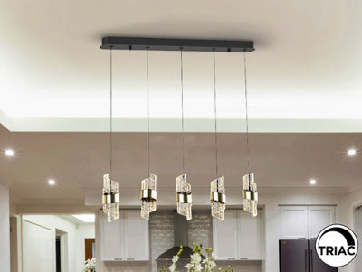 Luminosa Lighting Luminosa Iliada Bar Pendant Ceiling 5 Light Black, Gold Led 3000K - Uk Stock - image 1