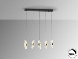 Luminosa Lighting Luminosa Iliada Bar Pendant Ceiling 5 Light Black, Gold Led 3000K - Uk Stock - thumbnail 3