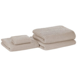Beliani Set Of 4 Towels Areora Cotton Beige