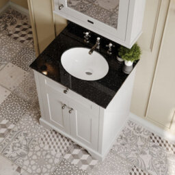 Hudson Reed Floor Standing 2 Door Traditional Vanity Unit With 3 Tap Hole Black Marble Top & Basin, Timeless Sand, 620 X 470 mm - thumbnail 3