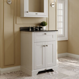Hudson Reed Floor Standing 2 Door Traditional Vanity Unit With 3 Tap Hole Black Marble Top & Basin, Timeless Sand, 620 X 470 mm - thumbnail 4