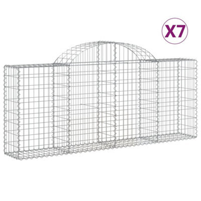 Berkfield Durable Arched Gabion Baskets 7 Pcs 200X30X80/100 Cm Galvanised Iron - image 1