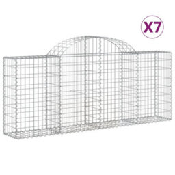 Berkfield Durable Arched Gabion Baskets 7 Pcs 200X30X80/100 Cm Galvanised Iron - thumbnail 1